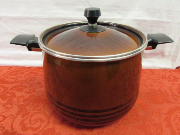 QUALITY COOKWARE WEST BEND MIRACLE MAID POTS, ENAMELWARE STOCK POT, SQUARE GRILL & MORE