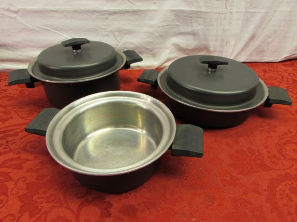 QUALITY COOKWARE WEST BEND MIRACLE MAID POTS, ENAMELWARE STOCK POT, SQUARE GRILL & MORE