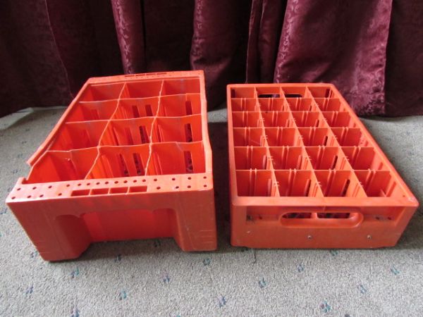 VINTAGE WOOD PEPSI CRATE, PLASTIC COCA COLA CRATES & GLASS DR.PEPPER BOTTLES