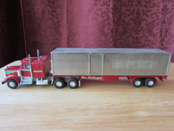 TWO SHINSEI MINI POWER TOY SEMI TRUCKS WITH TRAILERS