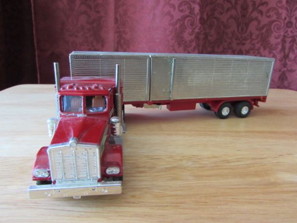 TWO SHINSEI MINI POWER TOY SEMI TRUCKS WITH TRAILERS