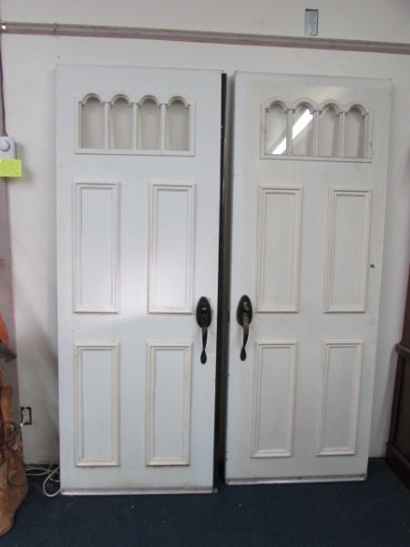 NICE SET OF STEEL FRENCH DOORS WITH LITES