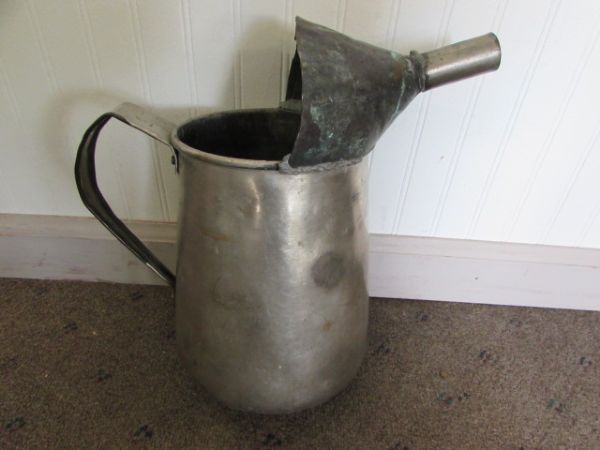 VINTAGE METAL OIL & COFFEE FUNNELS & MORE