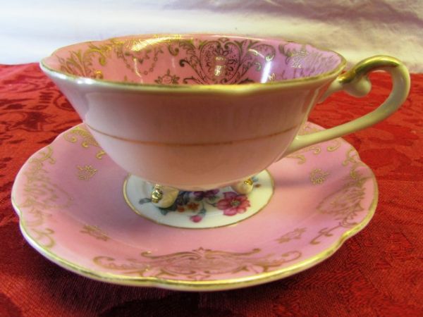 TEA TIME!  BEAUTIFUL CUT CRYSTAL, FINE BONE CHINA & 25TH ANNIVERSARY TEA POT & CUP