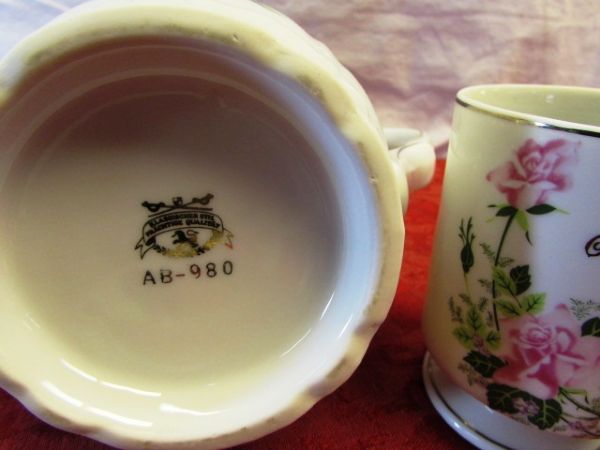 TEA TIME!  BEAUTIFUL CUT CRYSTAL, FINE BONE CHINA & 25TH ANNIVERSARY TEA POT & CUP