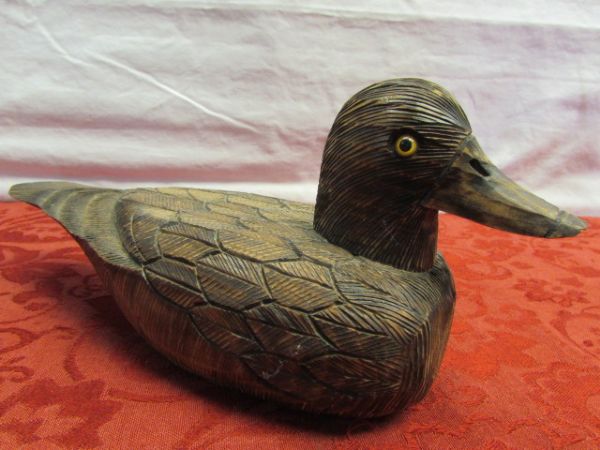 TWO WONDERFUL HAND CARVED WOOD DECOYS