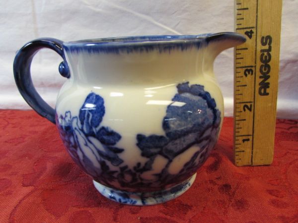 BEAUTIFUL IRONSTONE  PITCHER, TRANSFERWARE, STONE WARE, COBALT GLASS & MORE 