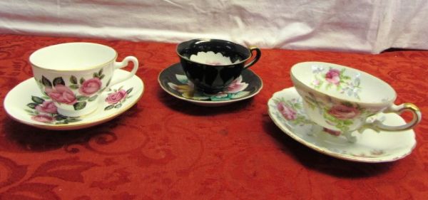 TEA & ROSES - ELEGANT CHINA TEA CUPS & SAUCERS 