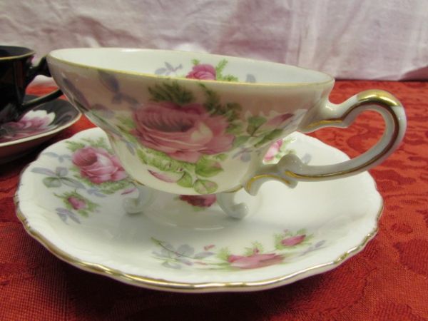 TEA & ROSES - ELEGANT CHINA TEA CUPS & SAUCERS 