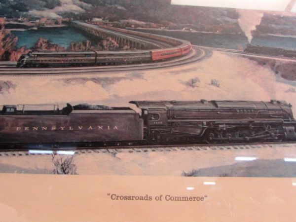 VINTAGE COLLECTIBLE PENNSYLVANIA RAILROAD CALENDAR PRINT & 4 TRAIN THEMED BOOKS 