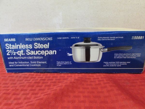 NEW IN BOX STAINLESS STEEL SAUCE PAN