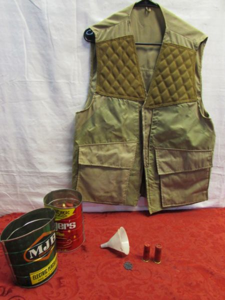 SHOOTING VEST, 12 GAUGE SHELLS & SHOT