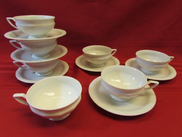 ROSENTHAL MARIA TEA CUPS & SAUCERS - 6 PAIR PLUS AN EXTRA CUP