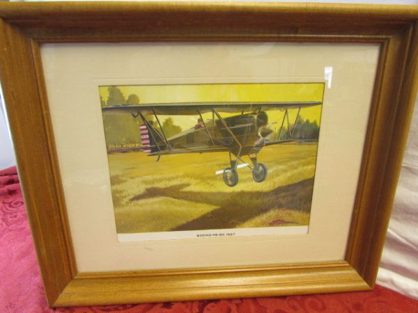 FOUR WONDERFUL FRAMED PRINTS OF BOEING AIR PLANES FROM THE 1920'S