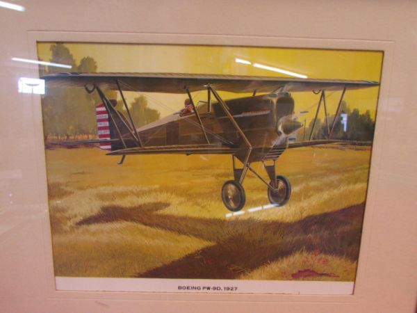 FOUR WONDERFUL FRAMED PRINTS OF BOEING AIR PLANES FROM THE 1920'S