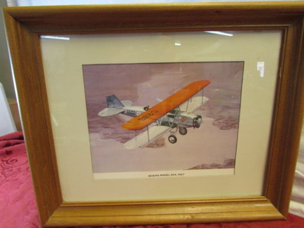 FOUR WONDERFUL FRAMED PRINTS OF BOEING AIR PLANES FROM THE 1920'S