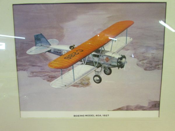 FOUR WONDERFUL FRAMED PRINTS OF BOEING AIR PLANES FROM THE 1920'S