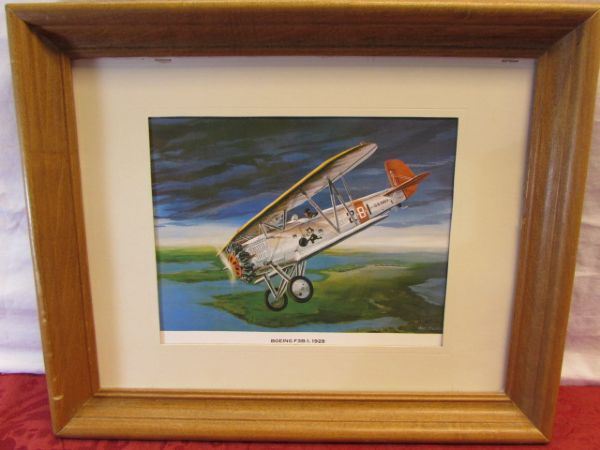 FOUR WONDERFUL FRAMED PRINTS OF BOEING AIR PLANES FROM THE 1920'S