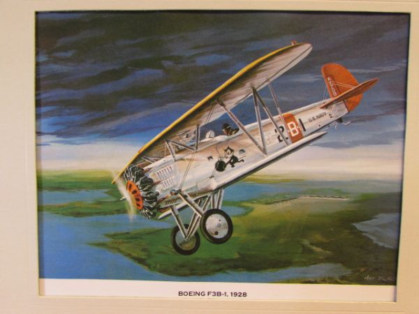 FOUR WONDERFUL FRAMED PRINTS OF BOEING AIR PLANES FROM THE 1920'S