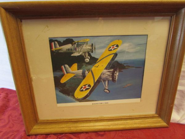 FOUR WONDERFUL FRAMED PRINTS OF BOEING AIR PLANES FROM THE 1920'S