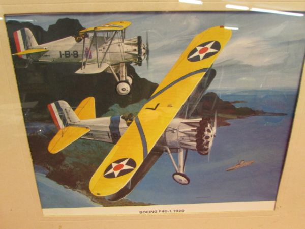 FOUR WONDERFUL FRAMED PRINTS OF BOEING AIR PLANES FROM THE 1920'S