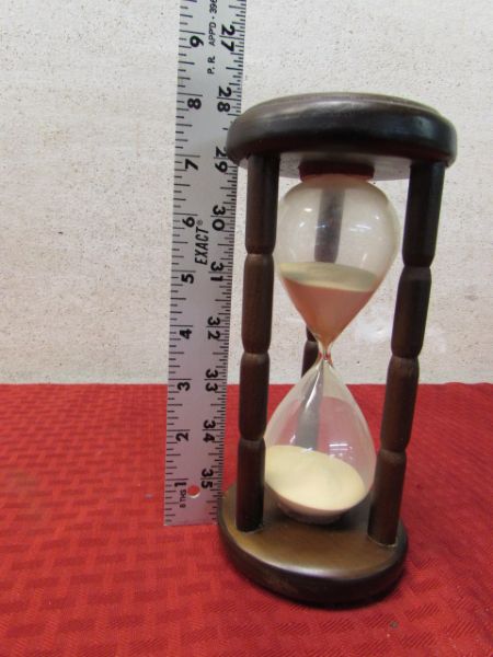 NEW OLD STOCK WOOD HOUR GLASS - GOTHIC?