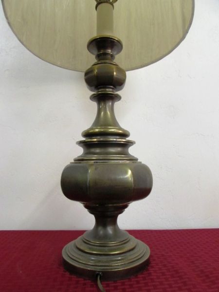 PAIR OF ANTIQUE SOLID BRASS CANDLESTICK LAMPS