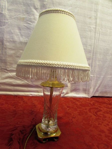 TWO ATTRACTIVE CUT GLASS TABLE LAMPS