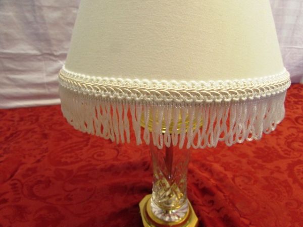 TWO ATTRACTIVE CUT GLASS TABLE LAMPS