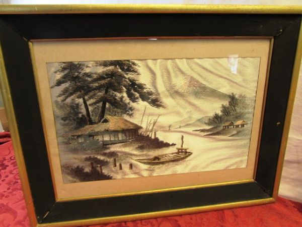 AMAZING PAIR OF FRAMED JAPANESE SILK EMBROIDERED WALL ART 