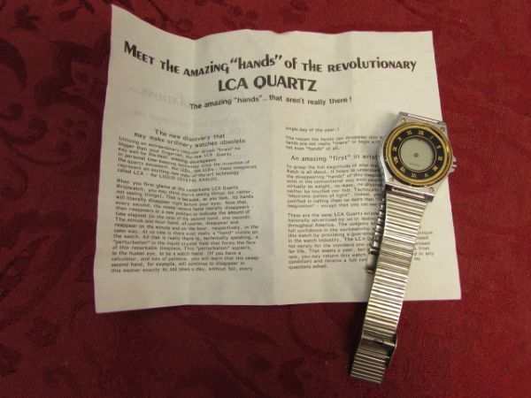 VINTAGE ACCESSORIES FOR MEN - QUARTZ WATCH, CUFF LINKS & TIE CLIP SET, NAIL SET & PHOTON MICRO LIGHT 