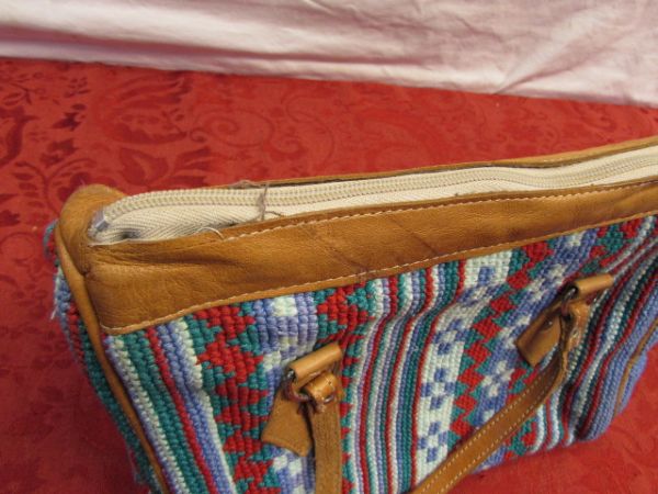 RETRO NATIVE AMERICAN JAQUARD WEAVE HAND BAG, POUCH, GLASSES CASE & WALLET