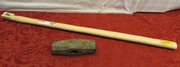 SOMETHING OLD & SOMETHING NEW!  IRON CITY SLEDGE HAMMER HEAD & NEW HICKORY HANDLE 