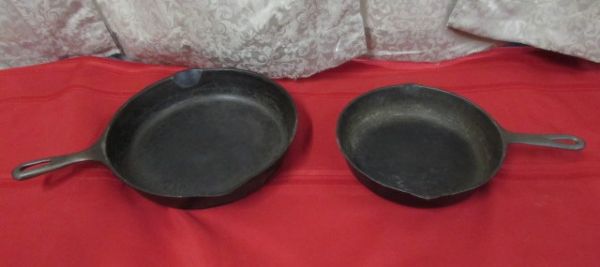 TWO CAST IRON SKILLETS