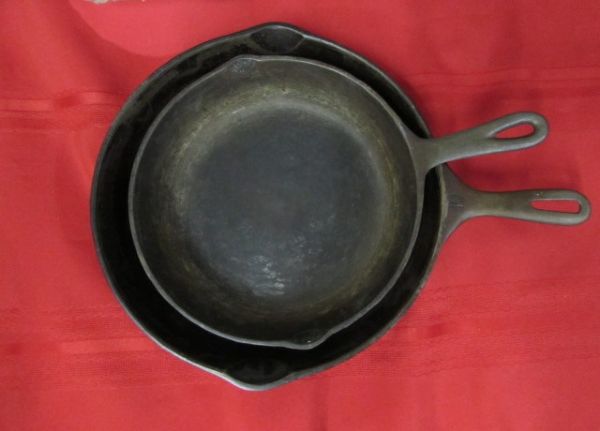 TWO CAST IRON SKILLETS