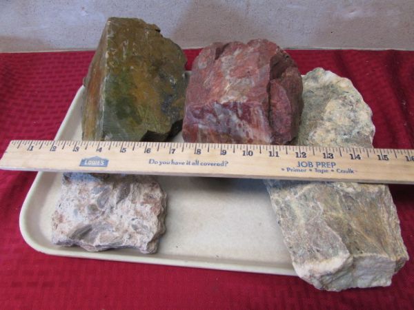 MARIPOSITE, JASPER & FOSSIL ROCKS - LAPIDARY OR DISPLAY