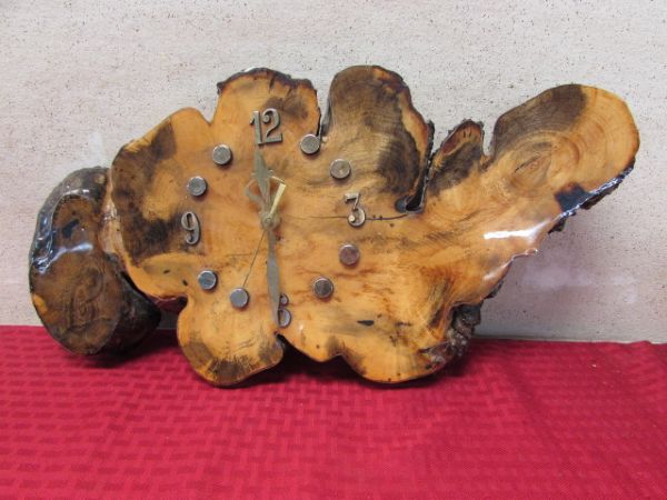 UNIQUE & BURL WOOD CLOCK