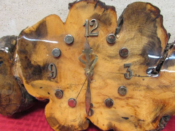 UNIQUE & BURL WOOD CLOCK