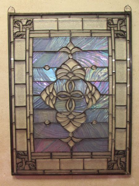 ELEGANT TIFFANY STYLE VICTORIAN GLASS PANEL