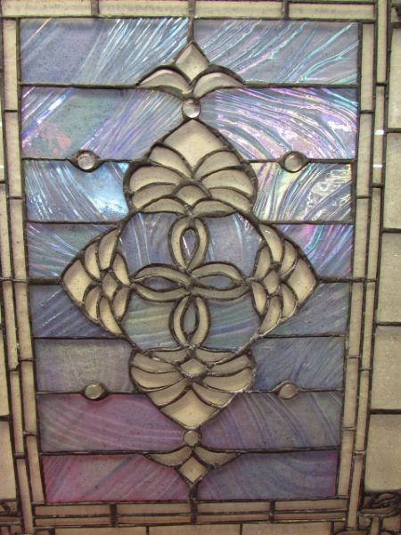 ELEGANT TIFFANY STYLE VICTORIAN GLASS PANEL