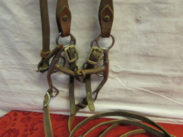 LEATHER SNAFFLE BRIDLE & REINS