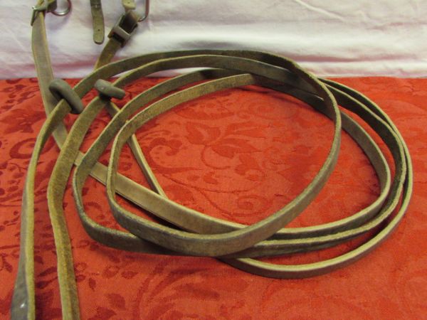 LEATHER SNAFFLE BRIDLE & REINS