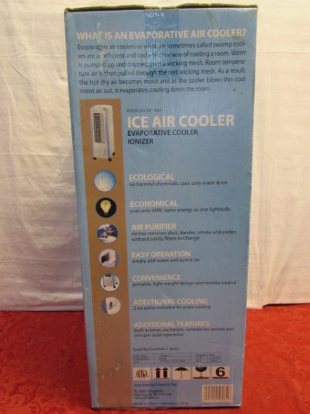 KEEP YOUR COOL THIS SUMMER - NEW IN BOX ENERGY EFFICIENT FLOATER ICE AIR COOLER, LOTS OF GREAT FEATURES! 