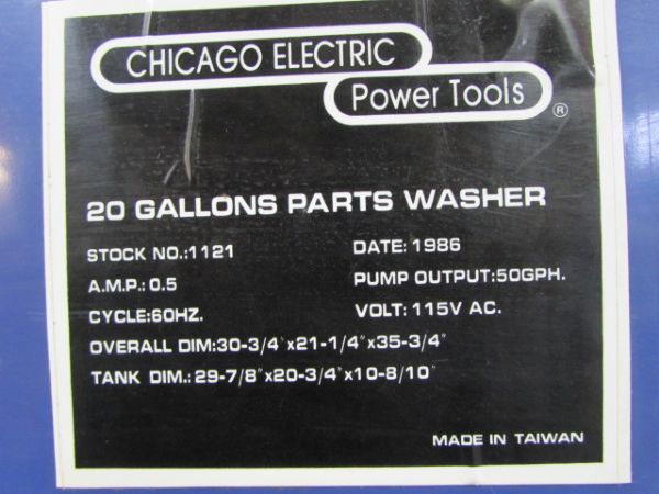 CHICAGO ELECTRIC PARTS WASHER!