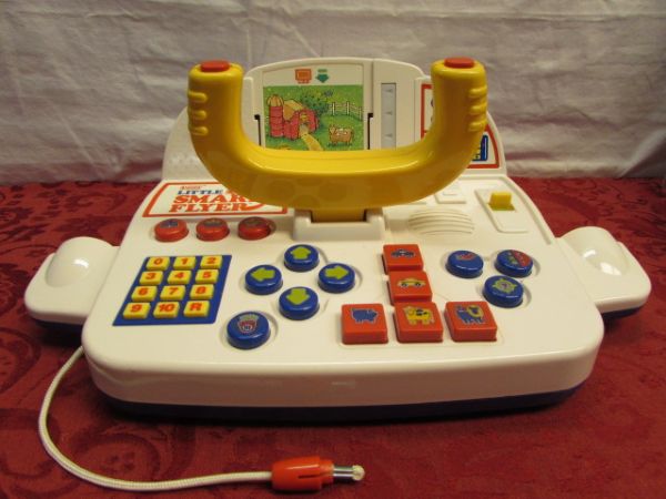 VINTAGE & NEWER KID'S TOYS - FISHER PRICE RADIO & HAPPY HOUSE BOAT, GEOBRA CASH REGISTER, LITTLE SMART FLYER & MORE