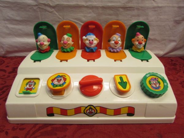 VINTAGE & NEWER KID'S TOYS - FISHER PRICE RADIO & HAPPY HOUSE BOAT, GEOBRA CASH REGISTER, LITTLE SMART FLYER & MORE