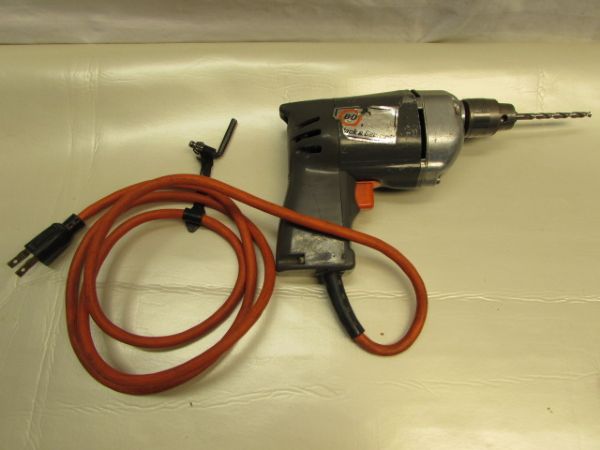 BLACK & DECKER DRILL WITH MANY ATTACHMENTS, TWO DRILL INDEXES WITH BITS, SAW & MORE