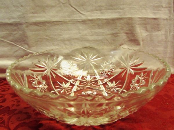 SILVERPLATE ICE BUCKET, LIDDED SERVING DISH W/PYREX BOWL, RELISH TRAY W/SILVERPLATE RIM & MORE