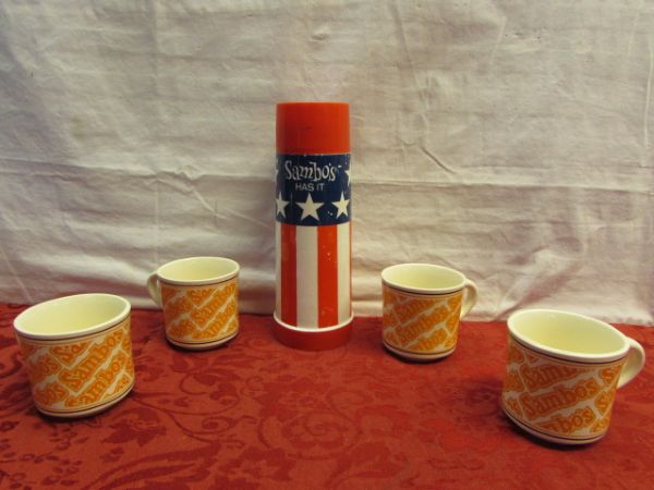 COFFEE COLLECTIBLES-SAMBO'S THERMOS & MUGS, BRIM, CORNING & BRAND WARE CARAFES & MORE 