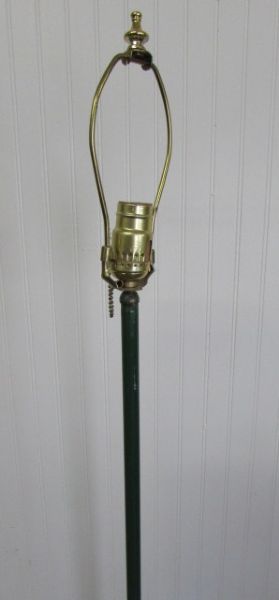 ANTIQUE FLOOR LAMP WITH ORNATELY SCUPTED METAL BASE